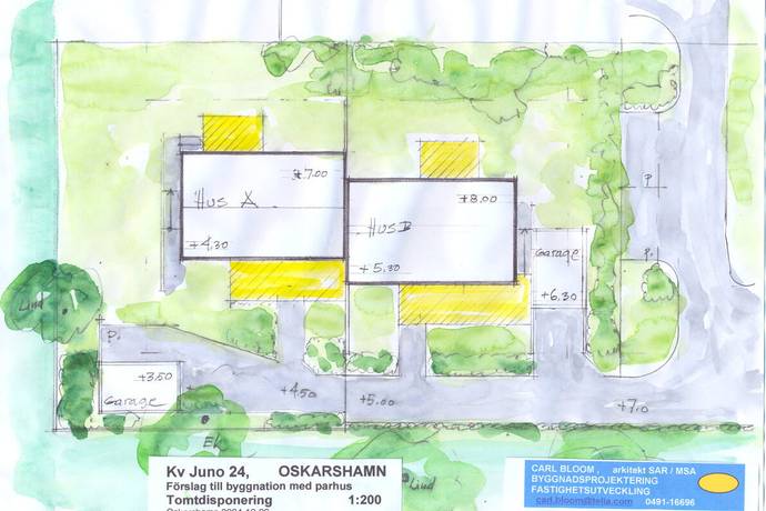 Bild 1: tomt på Länsmansgatan 1B, Oskarshamns kommun Kolberga