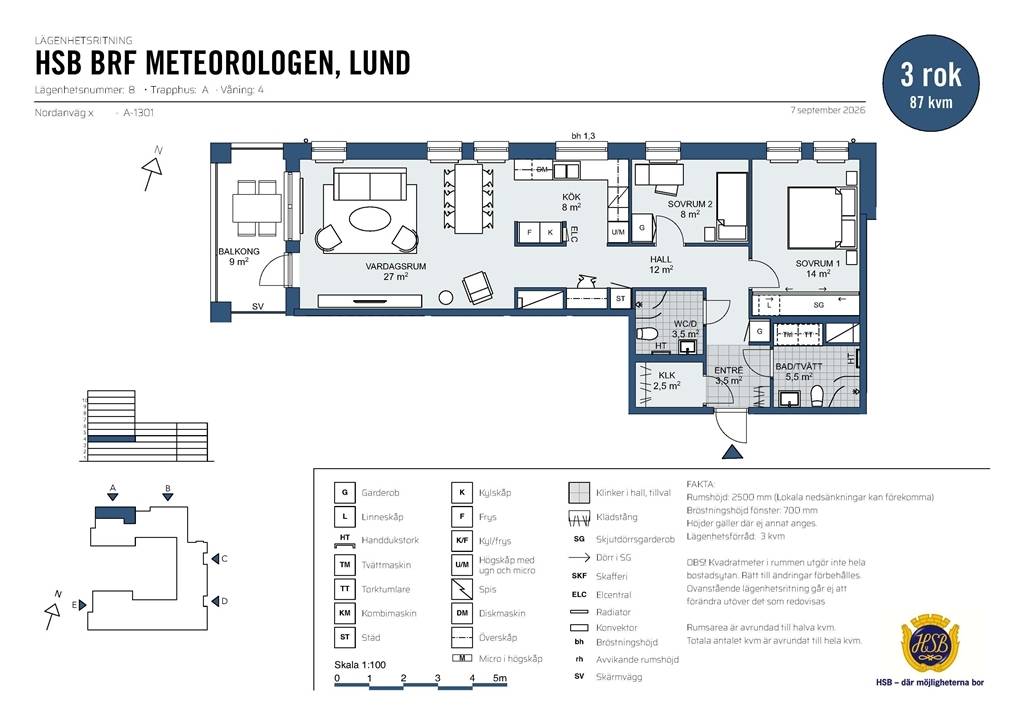 3 rum lägenhet på Nordanväg 1D Klostergården, Lunds kommun - bild 3