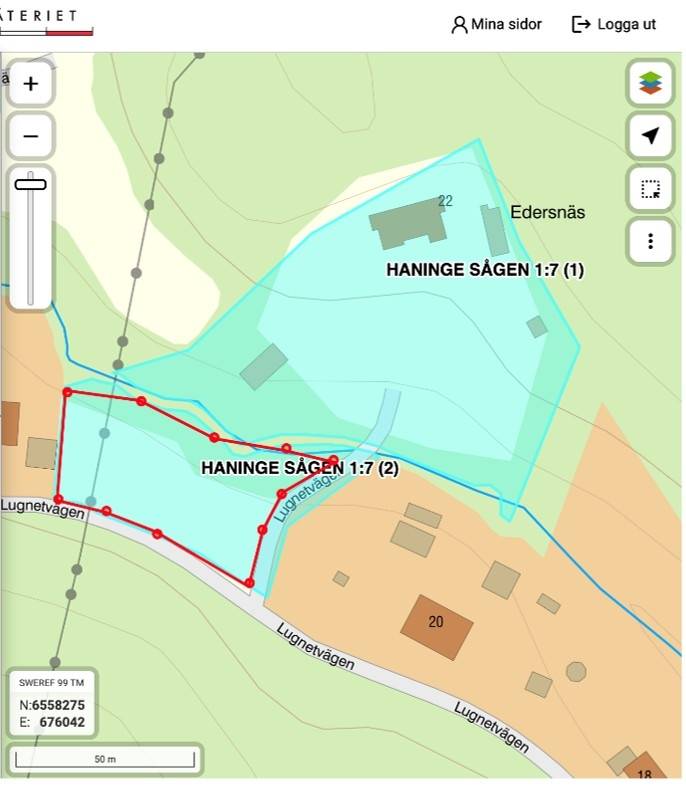 tomt på Lugnetvägen 22 Västerhaninge, Haninge kommun - bild 2