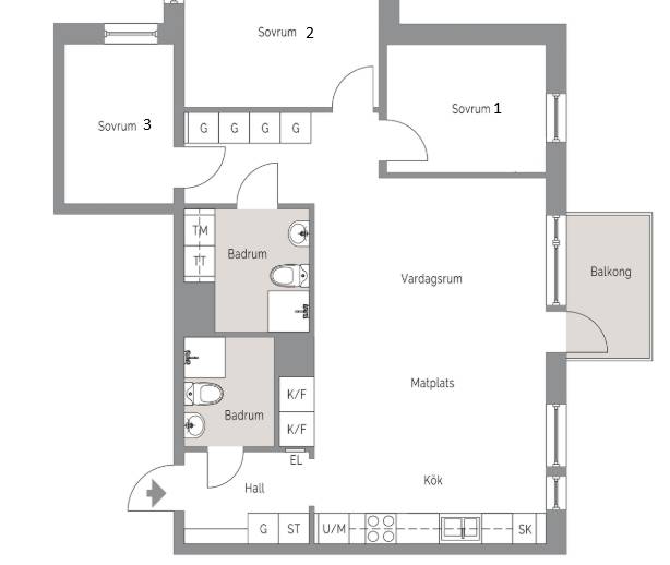 Floor plan for Ektorpsvägen 1