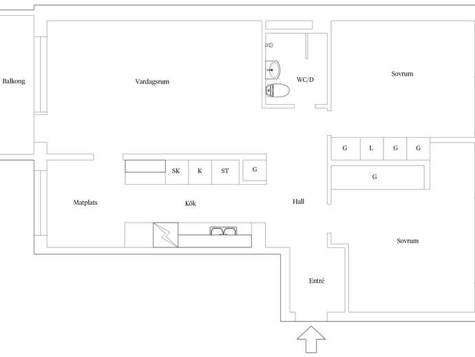 Floor plan for Ryttmästaregatan 11B