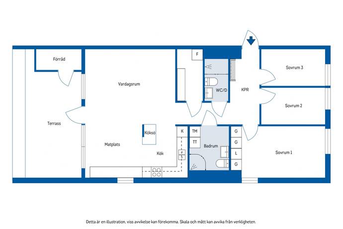 4 rum Lägenhet på Kungsvägen 127 Entréplan & våning 3 från balkongsidan Timrå Timrå kommun - bild 32