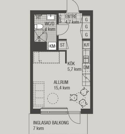 1 rum lägenhet på Drottninggatan 21 B Kungsbacka - Tingberget, Kungsbacka kommun - bild 2