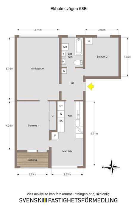 3 rum Lägenhet på Ekholmsvägen 58B Ekholmen Linköpings kommun - bild 15
